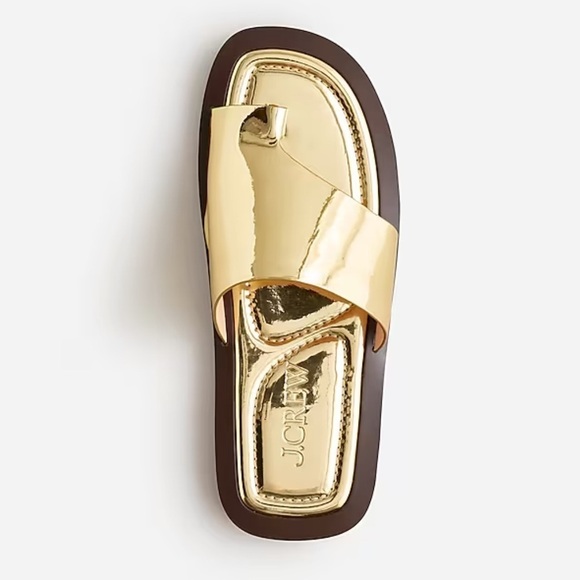 J crew Toe-ring slide sandals in metallic leather - Picture 3 of 6